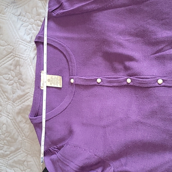 Pure new wool short sleeve cardigan with pearl look buttons size XL - Picture 5 of 6